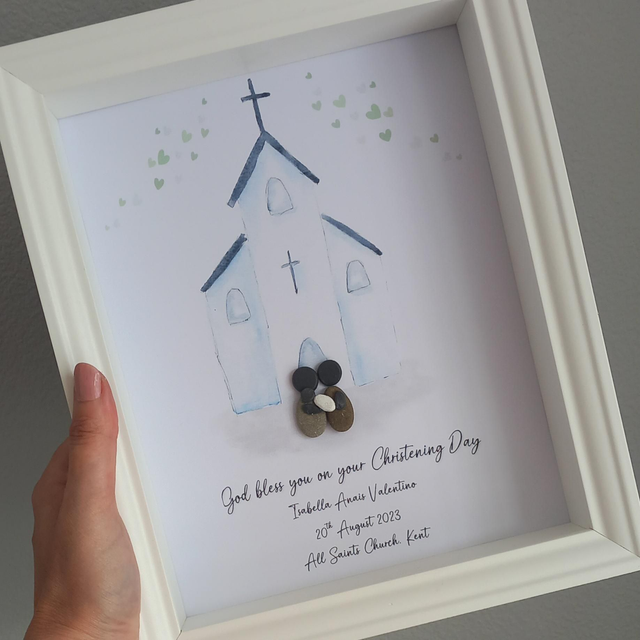 Christening Gift | Personalised Christening Church Pebble People | Baptism Gift