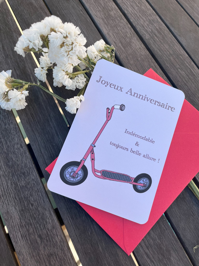 Carte de vœux anniversaire &quot;Trottinette&quot; 