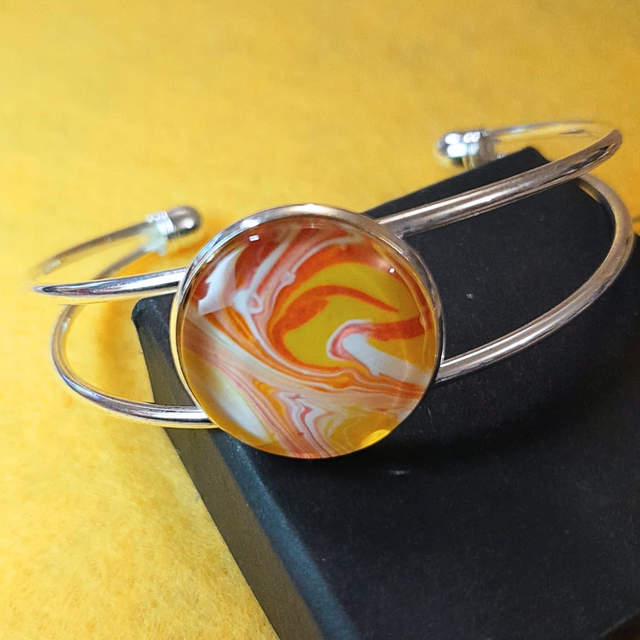 SOLEIL LEVANT - Bracelet jonc - Orange jaune et blanc