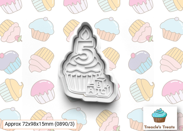 Happy Birthday number 5 Fondant/cookie stamp with cutter 