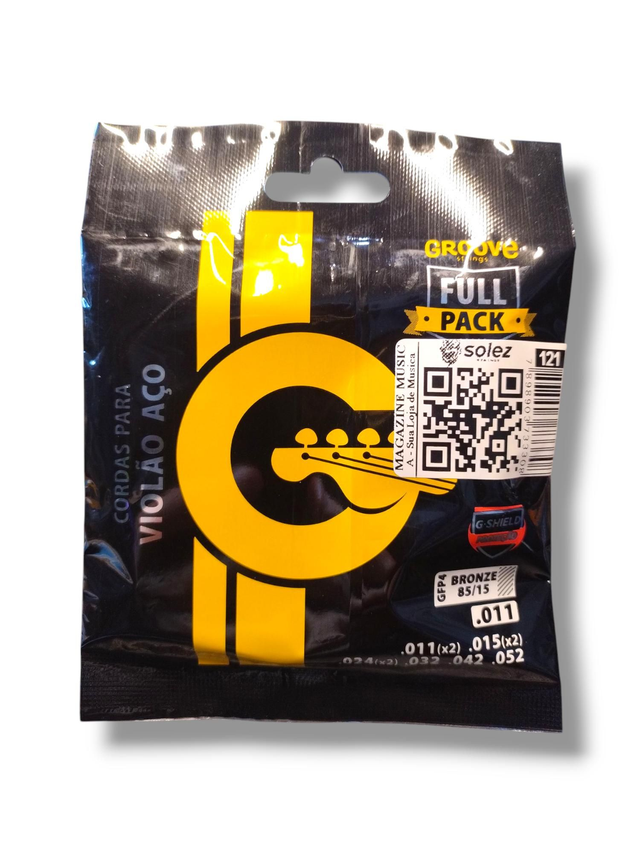121 - Encordoamento Cordas Violão 0.11 Aço Groove 