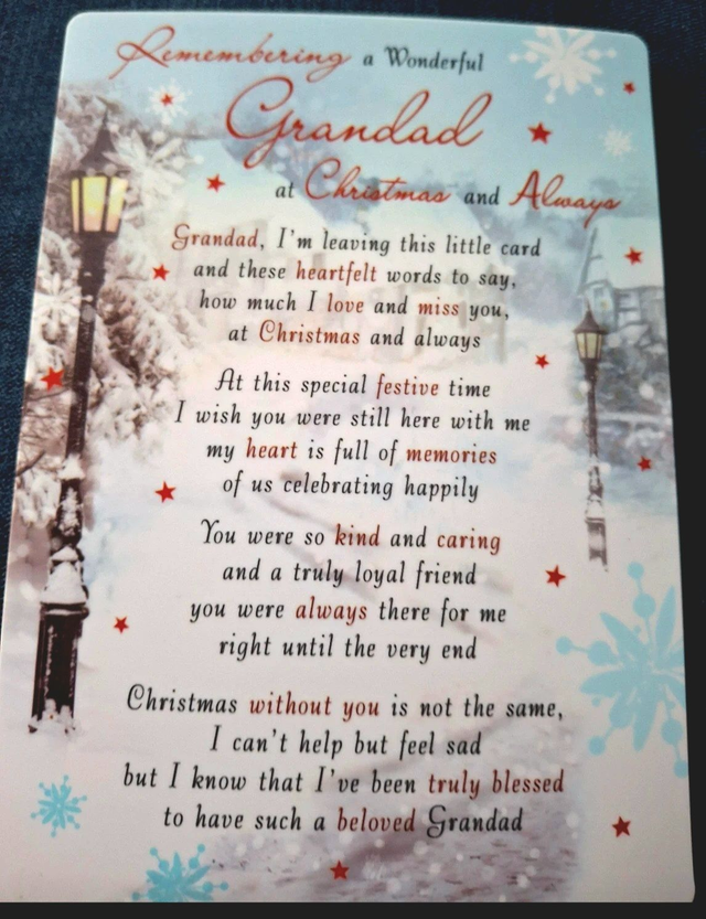 Christmas Verse Graveside, Memorial, Funeral, Remembrance, Cemetery Cards.