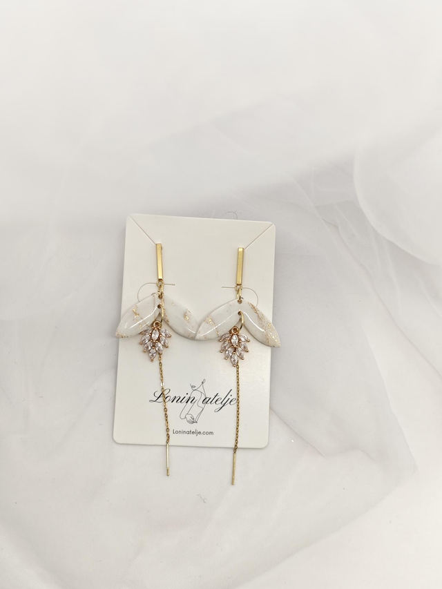 REZ.Kolekcija Gold Elegance - viseči uhani s pozlačenimi dodatki 