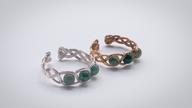 Bague 3 agates mousse (vertes)