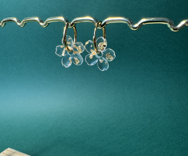 Créoles fleurs résine Acier inoxydable 