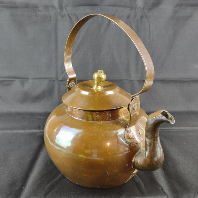 Made in Holland | Appelketel Waterketel Gebruneerd Oudhollands Roodkoper (diameter 16,5 | hoogte ketel 16,0 | 24,0 cm met beugel ) | Vintage