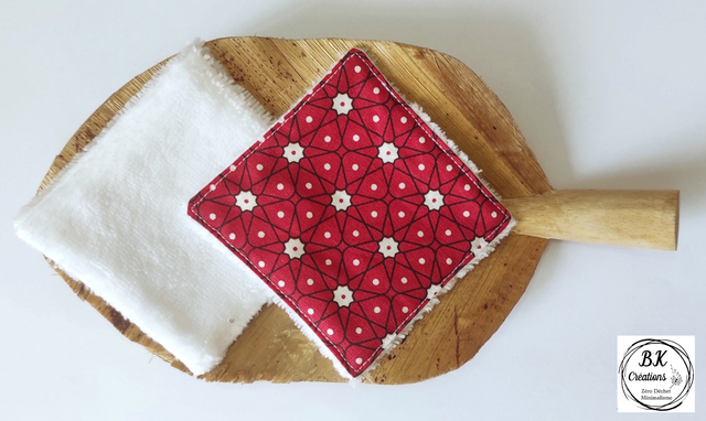 Coton à démaquiller lavable - Japon - rouge étoilé