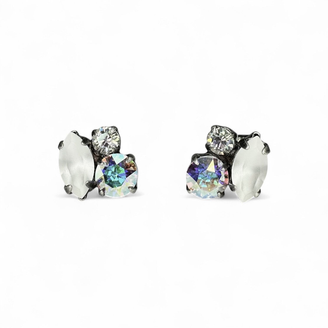 Ohrstecker RANKE Crystalmattmix, Weiß