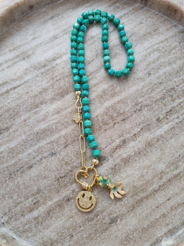 Handgeknotete Kette Türkis 