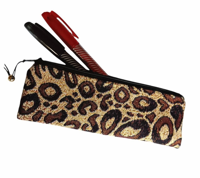 Mini Trousse pour stylos jacquard léopard / Trousse longue / Trousse tapisserie/ Pochette stylos originale/Etui à lunettes Leopard