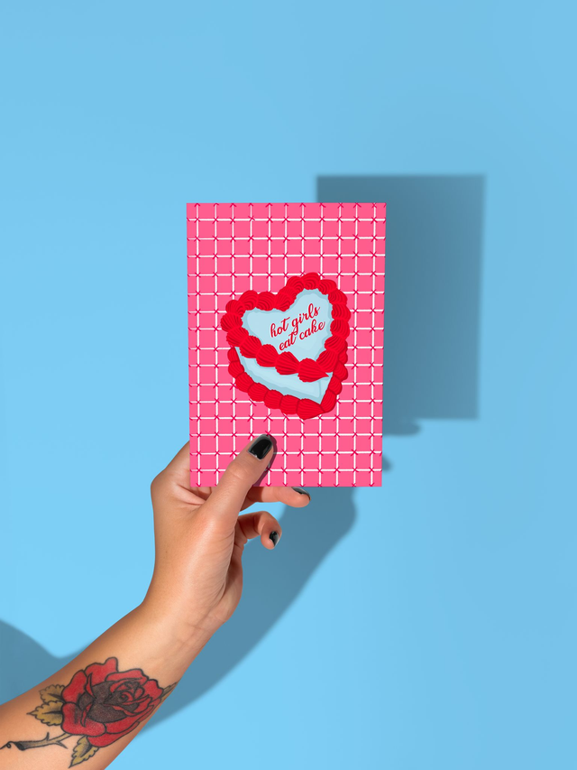 Hot Girls Eat Cake Greeting Card - Greeting Card 