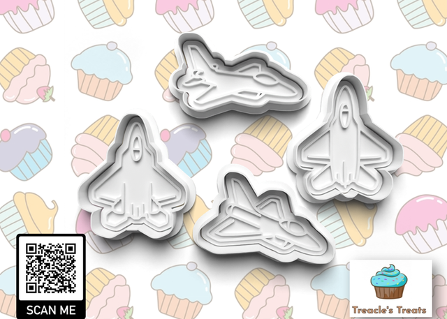 Fighter Jet Fondant/cookie stamps with cutters