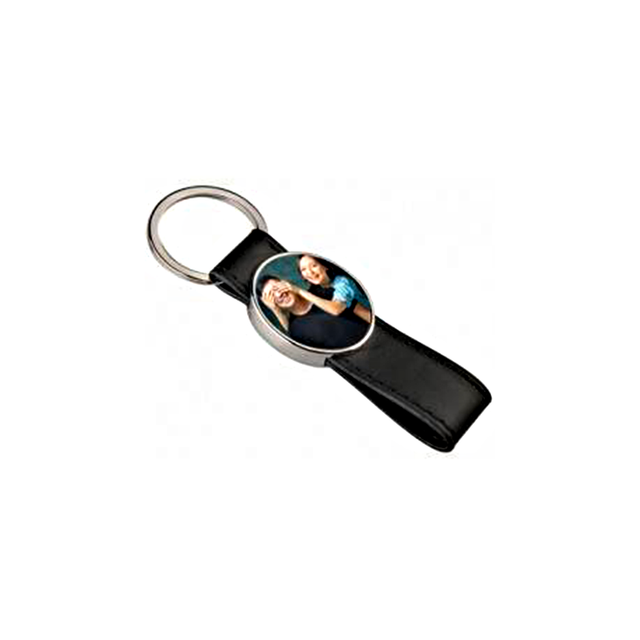 Porte-clé simili-cuir rond