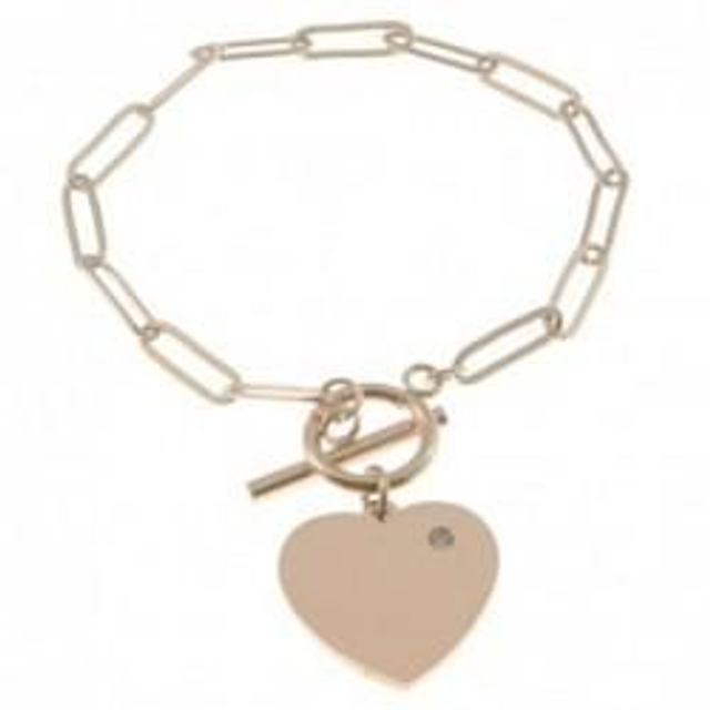 Bracciale donna in acciaio rosato catena bijoux e cuore