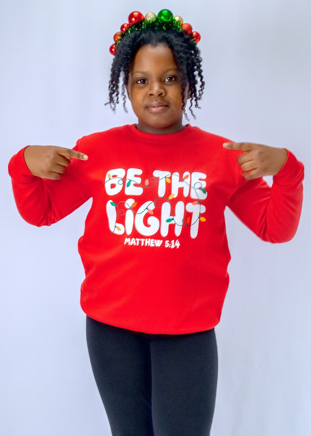 Kids Be The Light Sweatshirt in Red [5-6 Years]