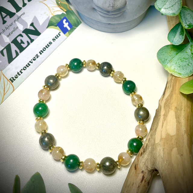 GUÉRISON , Pyrite , Citrine et Jade