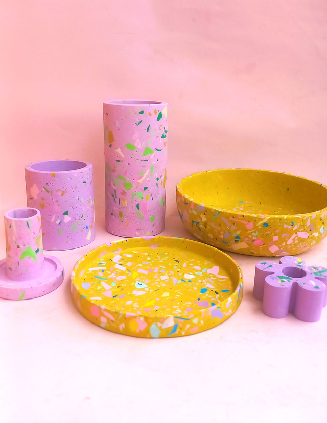 Wazon, okrągły pojemnik na akcesoria, na biurko, do łazienki, fioletowy, lastryko