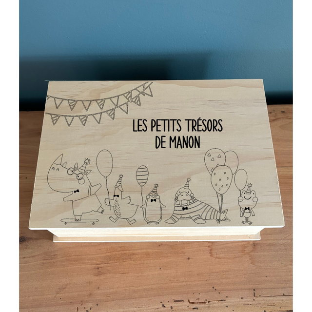 Boîte en bois &quot;animaux&quot; - Personnalisable
