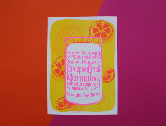 A piece 'n' Dundee Marmalade | A3 Risograph Print | Yellow &amp; Pink