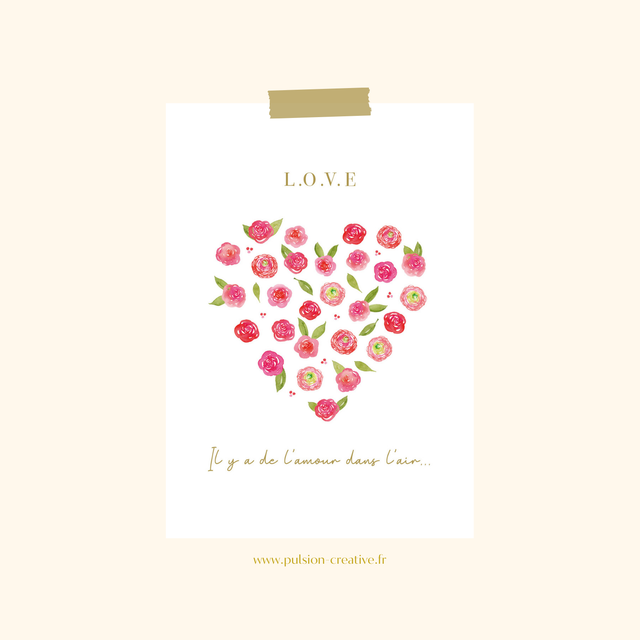 Carte postale aquarelle - LOVE