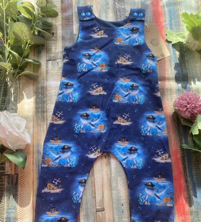 Pirate Whale Dungarees 1-2y
