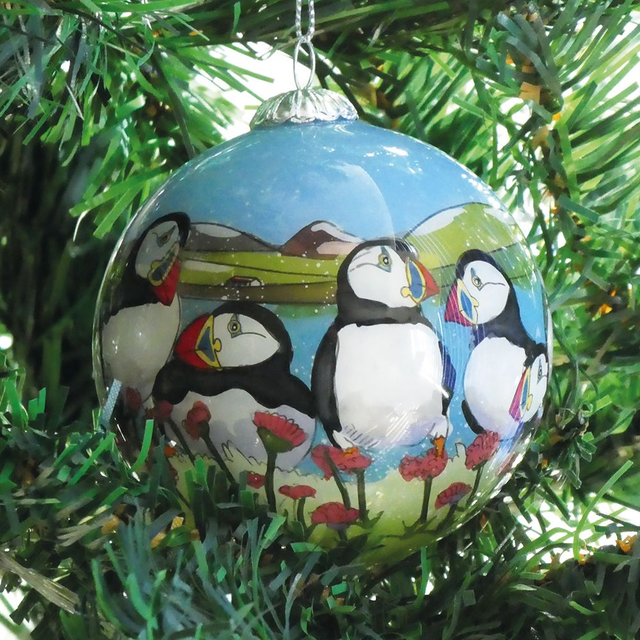 Glass Bauble Puffins