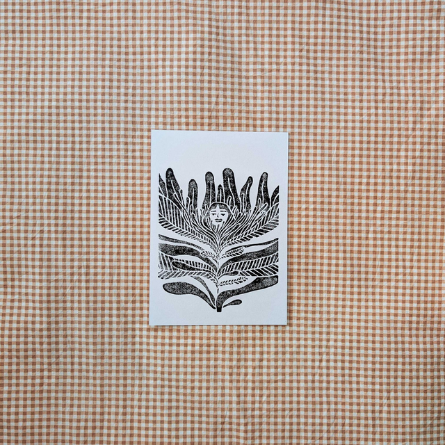 Linogravure "Sortir de son cocon"