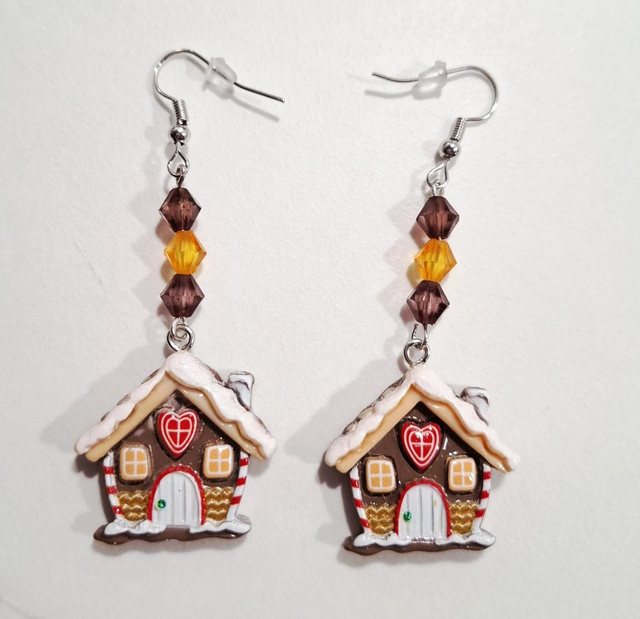 Gingerbread house festive earrings 