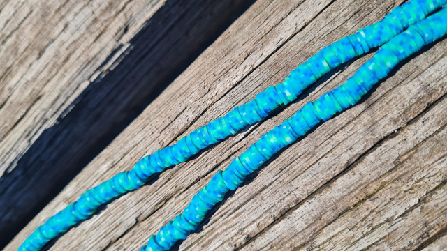 Perles heishi en perles polymère (Fimo) 6mm Turquoise bariolé