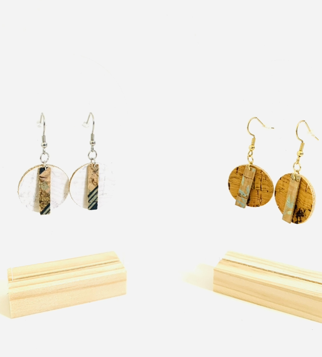 Boucles d’oreilles rondes en liege