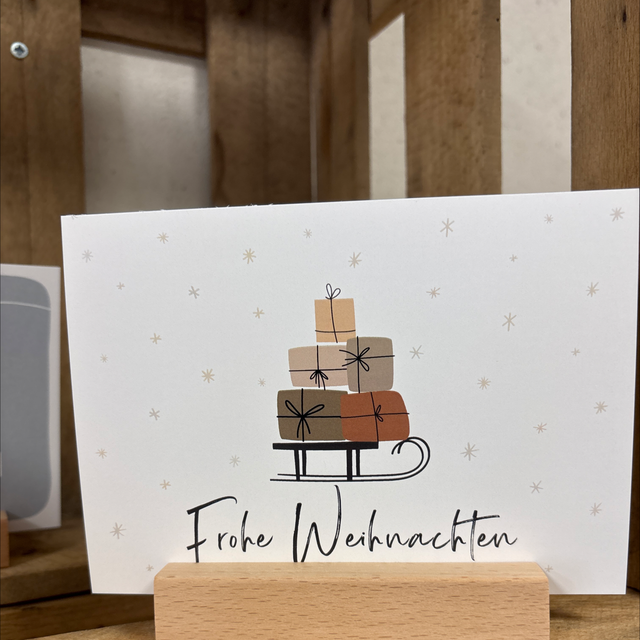 Postkarte Frohe Weihnachten Schlitten
