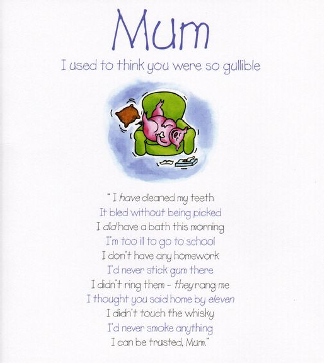 Mum, I Used To Think You Were So Gullible - Greeting Card