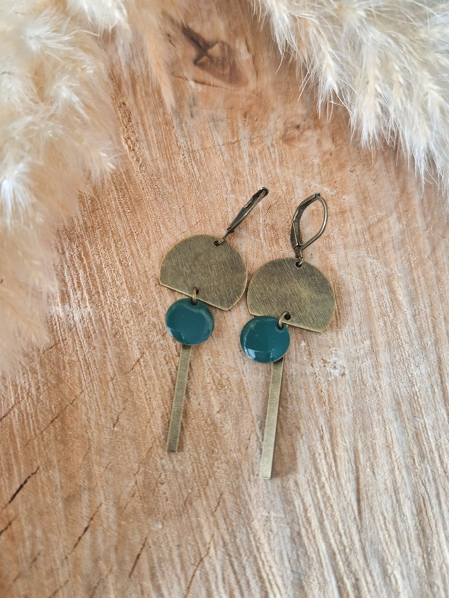 Boucles d'oreilles "Charly" - Modèle vert foncé