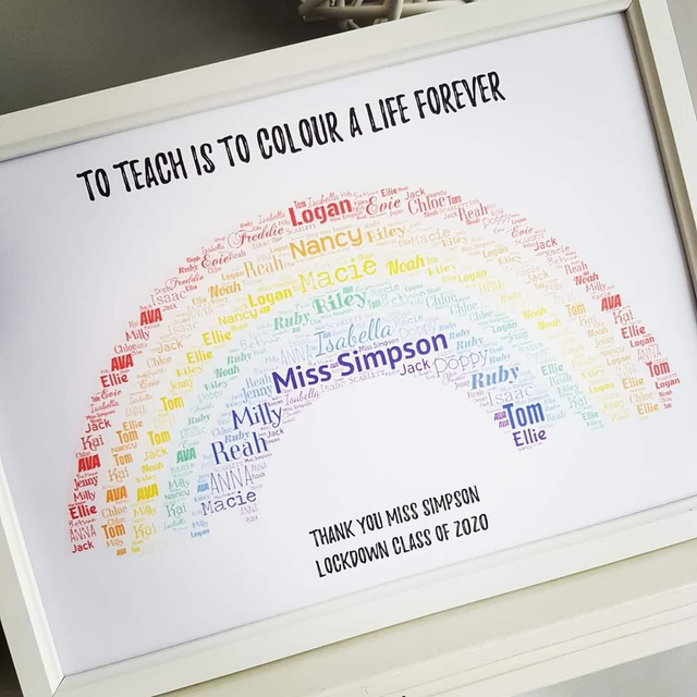Thank you teacher | Rainbow class A4 print &amp; frame 