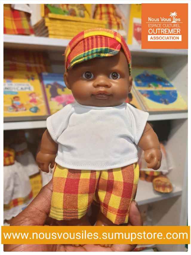 CD - DANY MADRAS TRADITIONNEL (POUPEE GARCON NOIR 21 cm)