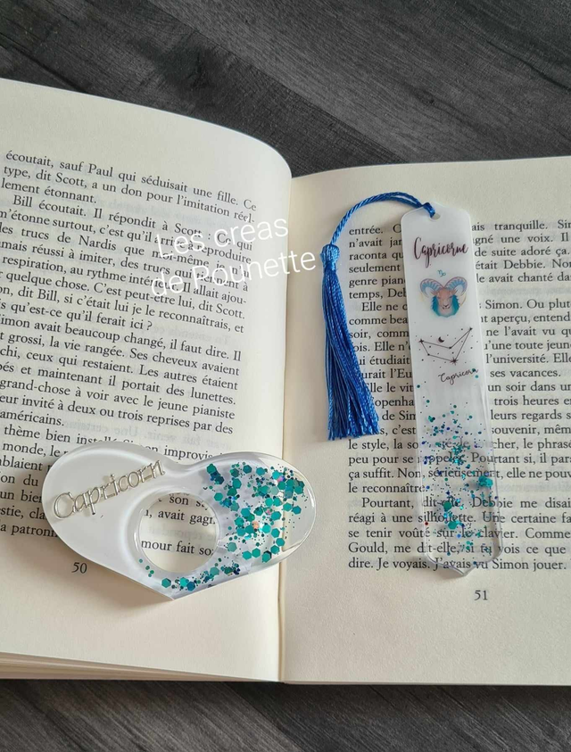 Marque-page astro "capricorne" et sa bague de lecture
