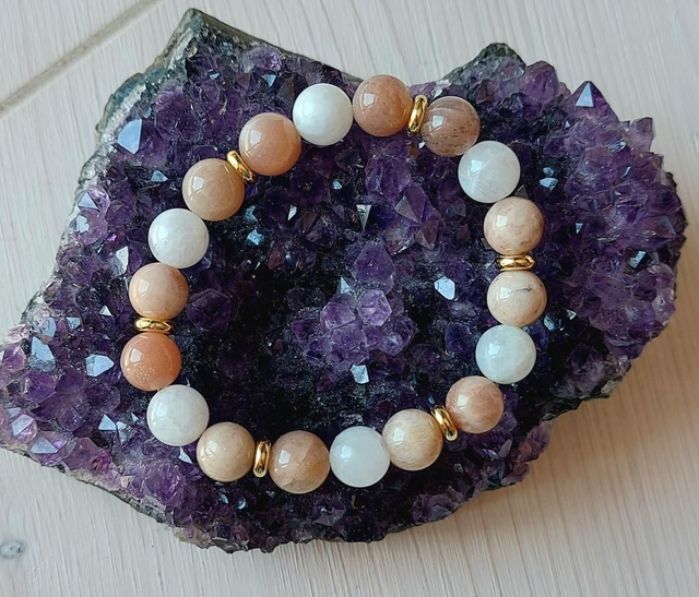 Pierre de Lune Rose &amp; Péristérite