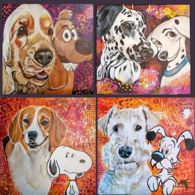 Tableau style pop art avec chiens de BD