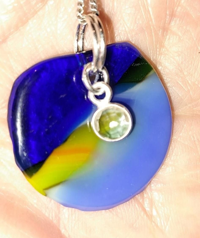 Blue Glass With Quartz Gem