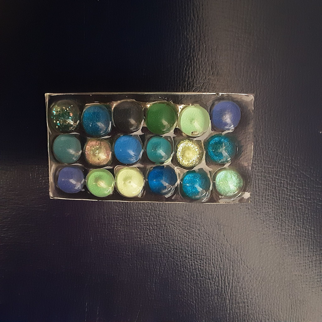 Broche collection cabochon camaïeu de bleu