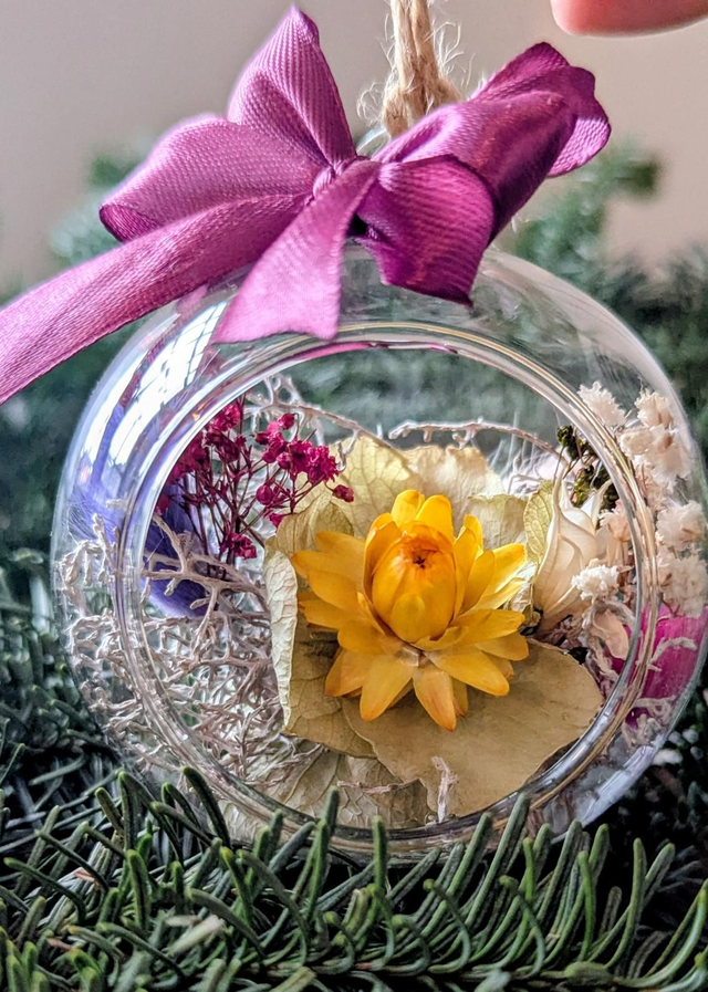 Boule sapin de Noël - Fleurs séchées