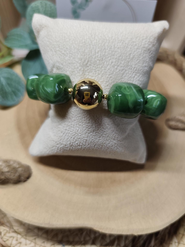 BRACELET BIG PERLES GOLD/VERT 0000950