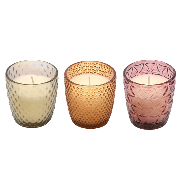 Scented candle Angel Flower – Luxe Kaarsen in Gekleurd Glas (3 stuks)