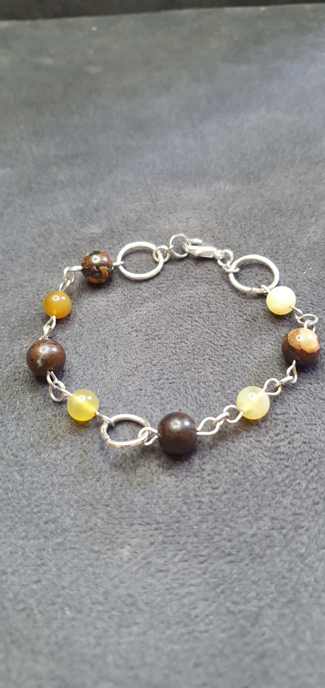 Bracelet acier inoxydable en Opale boulder et Opale jaune 