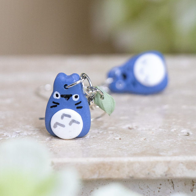 Blaue Waldgeist-Ohrringe – Handgemachter Anime Schmuck