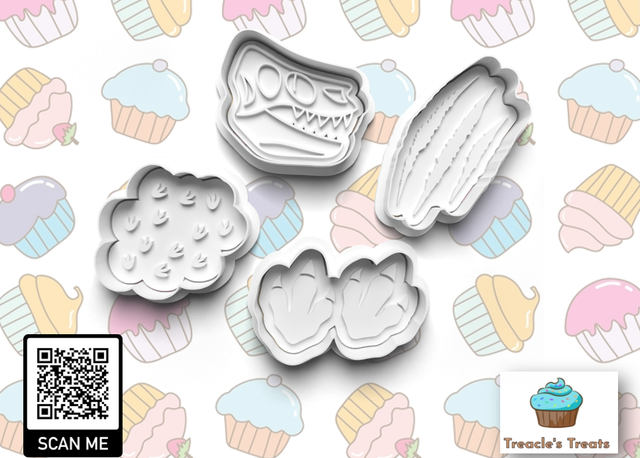 Dinosaur Theme Fondant/cookie stamps with cutters