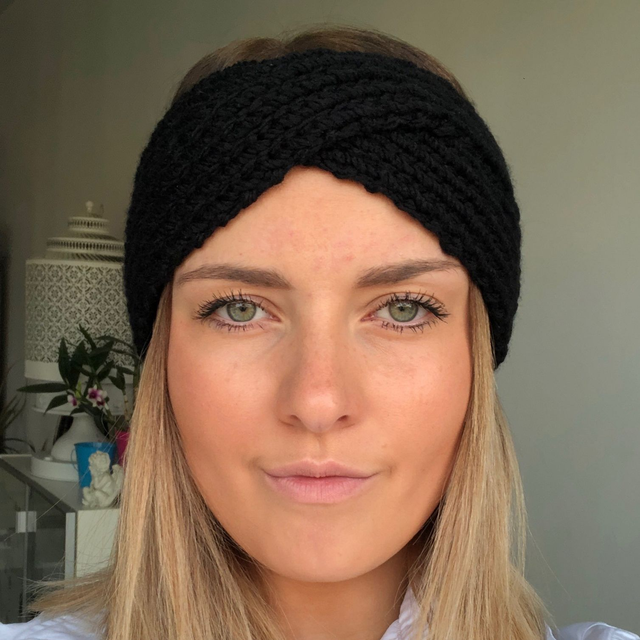 Bandeau croisé laine Noir