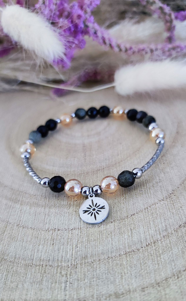 Bracelet "Protection et Pouvoir personnel" Obsidienne facettée