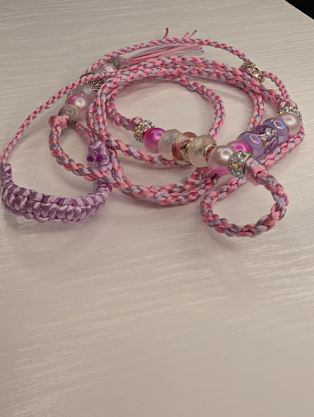 Käsin punottu näyttelytalutin, vaaleanpunainen/laventeli 