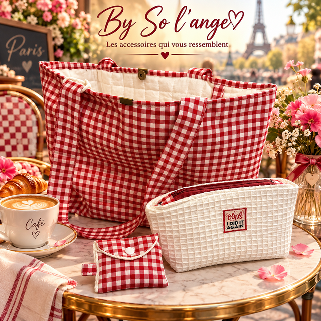 Trio vichy rouge souple